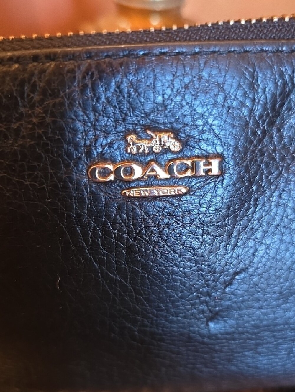 Coach Black Leather Mini Wristlet with Gold Chain - Picture 2 of 13